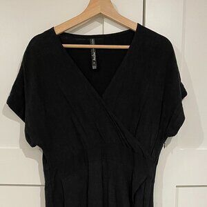 Linen blend wrap style dress